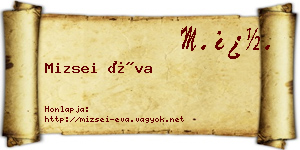 Mizsei Éva névjegykártya